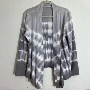 Produce Co. Tie Dye Open Cardigan Size Large Gray &  White NY18P Made in USA